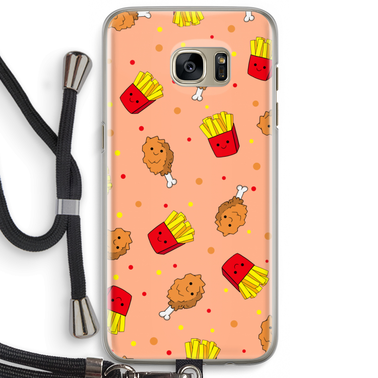 Chicken 'n Fries: Samsung Galaxy S7 Edge Transparant Hoesje met koord