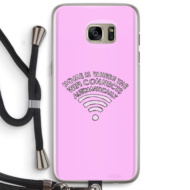 Home Is Where The Wifi Is: Samsung Galaxy S7 Edge Transparant Hoesje met koord