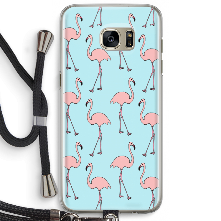 Anything Flamingoes: Samsung Galaxy S7 Edge Transparant Hoesje met koord
