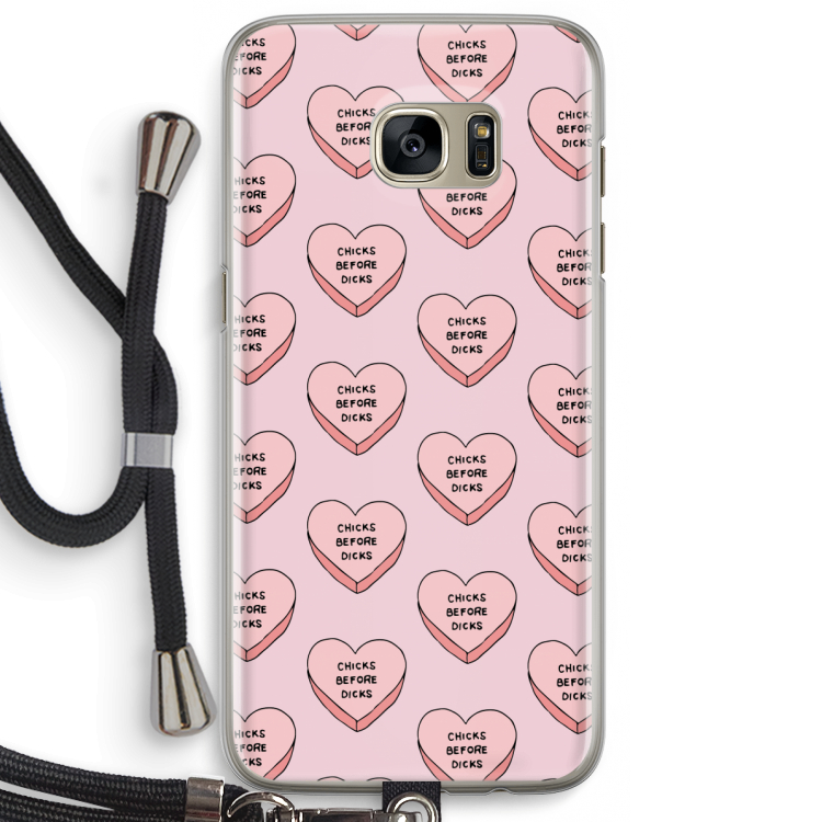 Chicks before dicks: Samsung Galaxy S7 Edge Transparant Hoesje met koord