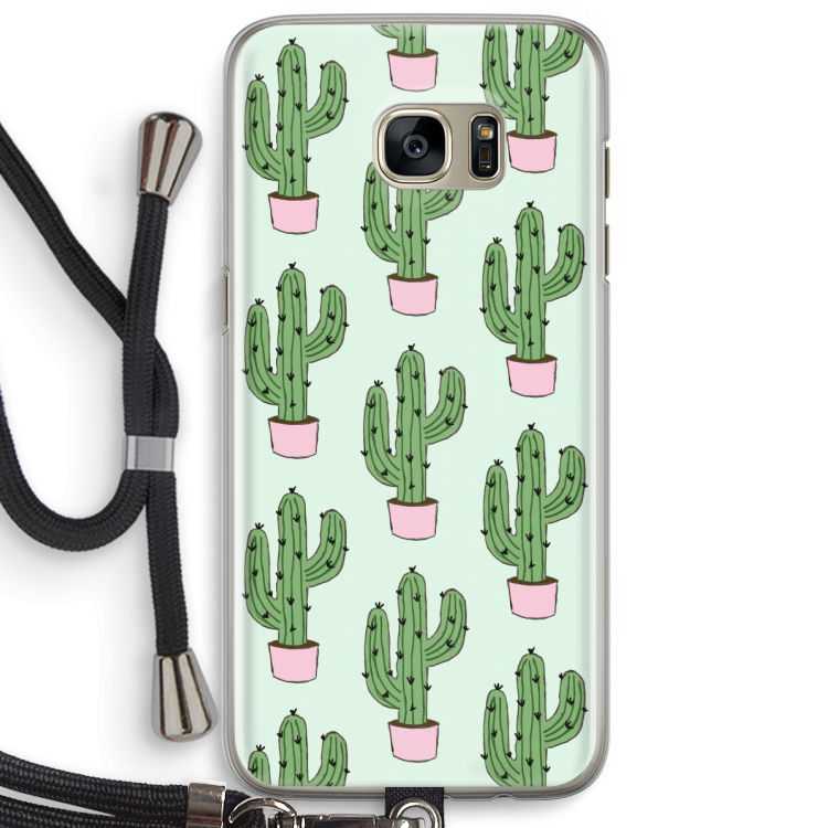 Cactus Lover: Samsung Galaxy S7 Edge Transparant Hoesje met koord