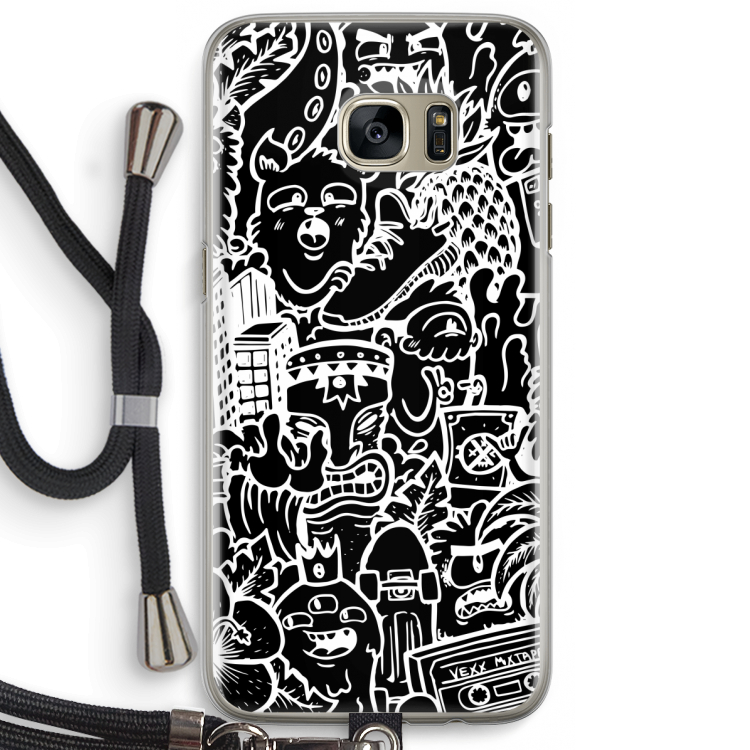 Vexx Black Mixtape: Samsung Galaxy S7 Edge Transparant Hoesje met koord