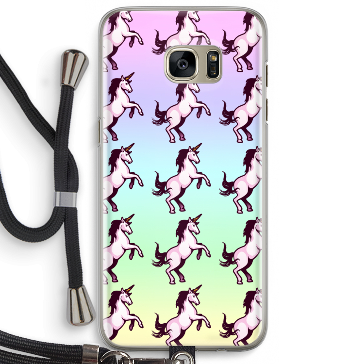 Musketon Unicorn: Samsung Galaxy S7 Edge Transparant Hoesje met koord