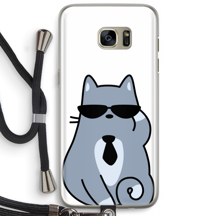 Cool cat: Samsung Galaxy S7 Edge Transparant Hoesje met koord