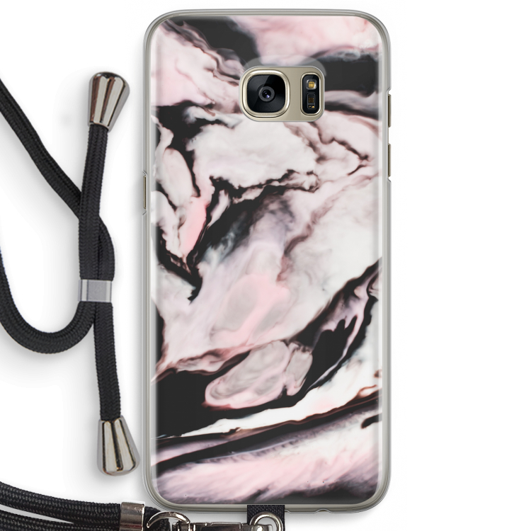 Roze stroom: Samsung Galaxy S7 Edge Transparant Hoesje met koord
