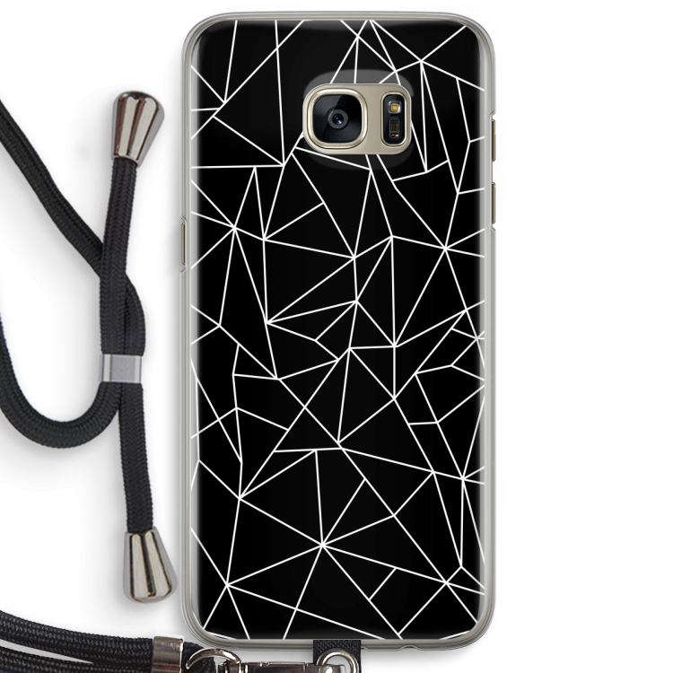 Geometrische lijnen wit: Samsung Galaxy S7 Edge Transparant Hoesje met koord