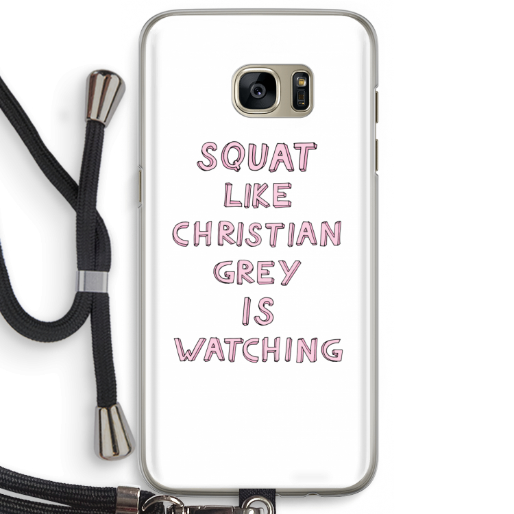 Christian Grey: Samsung Galaxy S7 Edge Transparant Hoesje met koord
