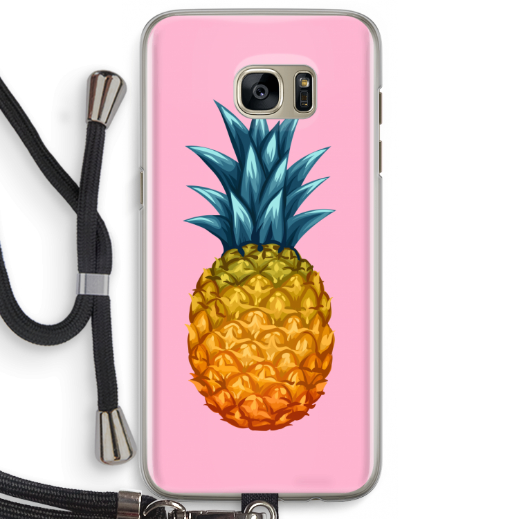 Grote ananas: Samsung Galaxy S7 Edge Transparant Hoesje met koord