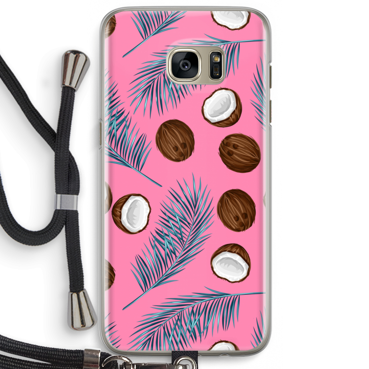 Kokosnoot roze: Samsung Galaxy S7 Edge Transparant Hoesje met koord