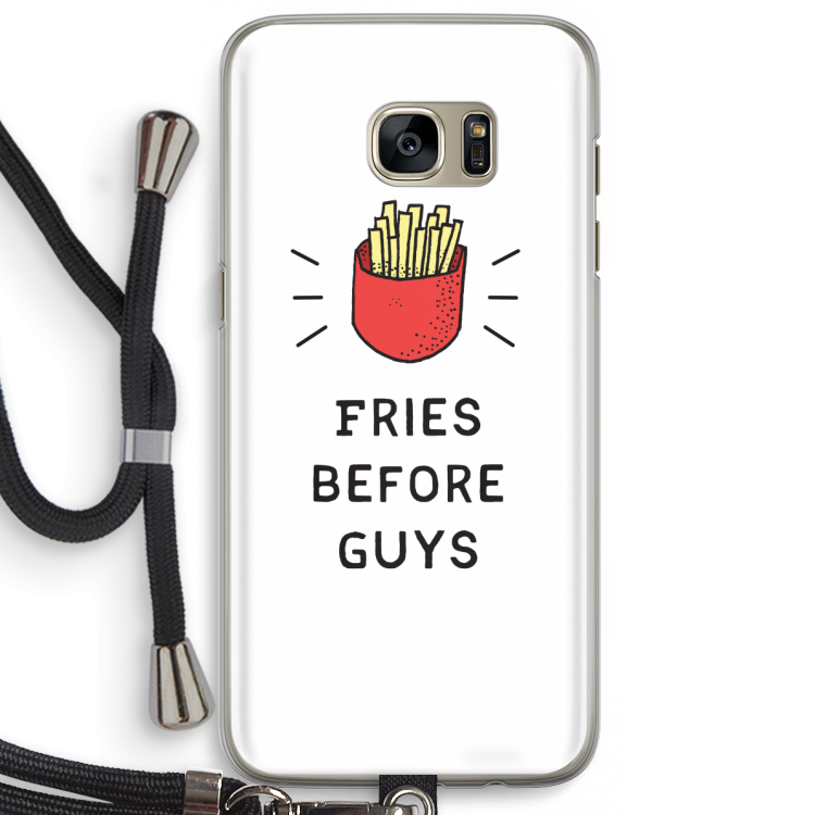 Fries before guys: Samsung Galaxy S7 Edge Transparant Hoesje met koord