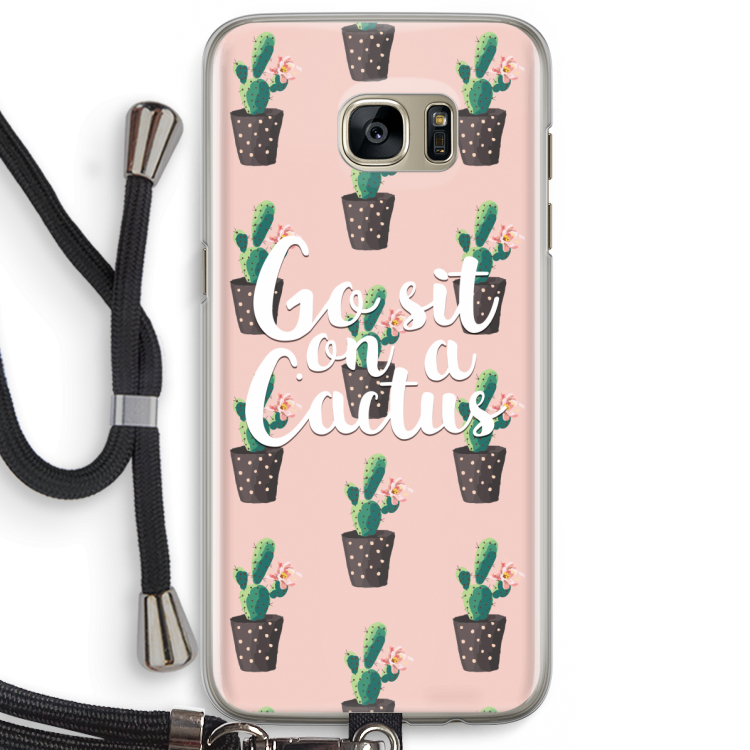 Cactus quote: Samsung Galaxy S7 Edge Transparant Hoesje met koord