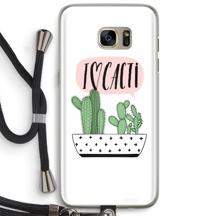 I love cacti: Samsung Galaxy S7 Edge Transparant Hoesje met koord