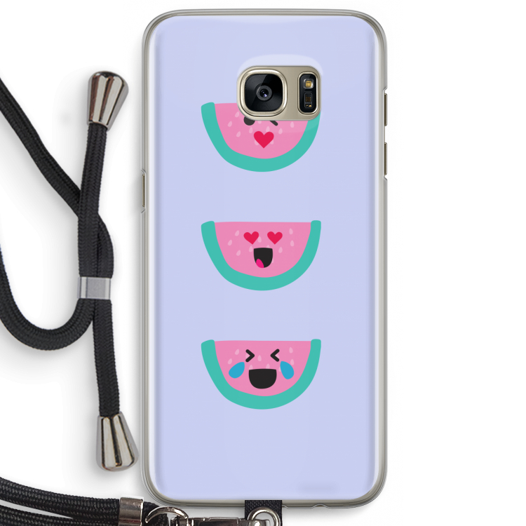 Smiley watermeloen: Samsung Galaxy S7 Edge Transparant Hoesje met koord
