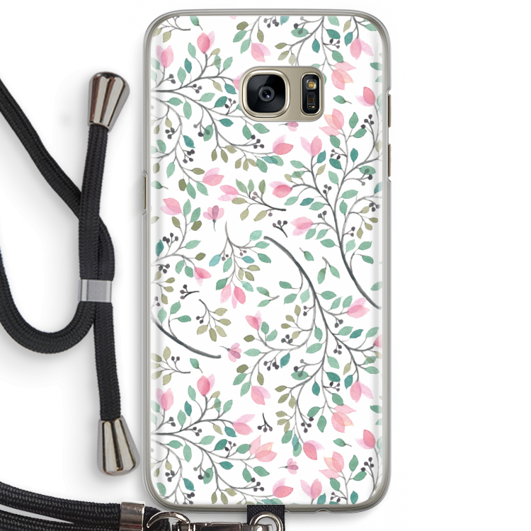 Sierlijke bloemen: Samsung Galaxy S7 Edge Transparant Hoesje met koord