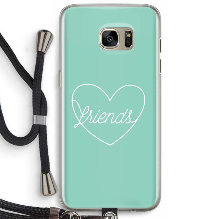 Friends heart pastel: Samsung Galaxy S7 Edge Transparant Hoesje met koord