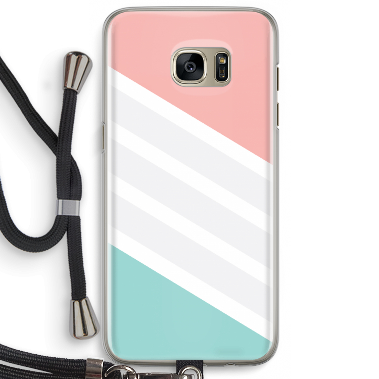 Strepen pastel: Samsung Galaxy S7 Edge Transparant Hoesje met koord