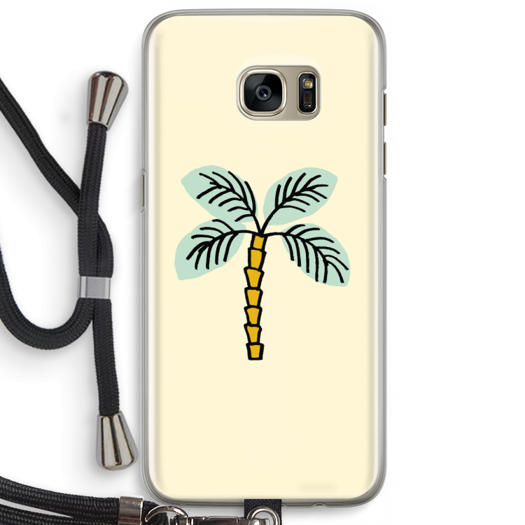 Palmboom: Samsung Galaxy S7 Edge Transparant Hoesje met koord