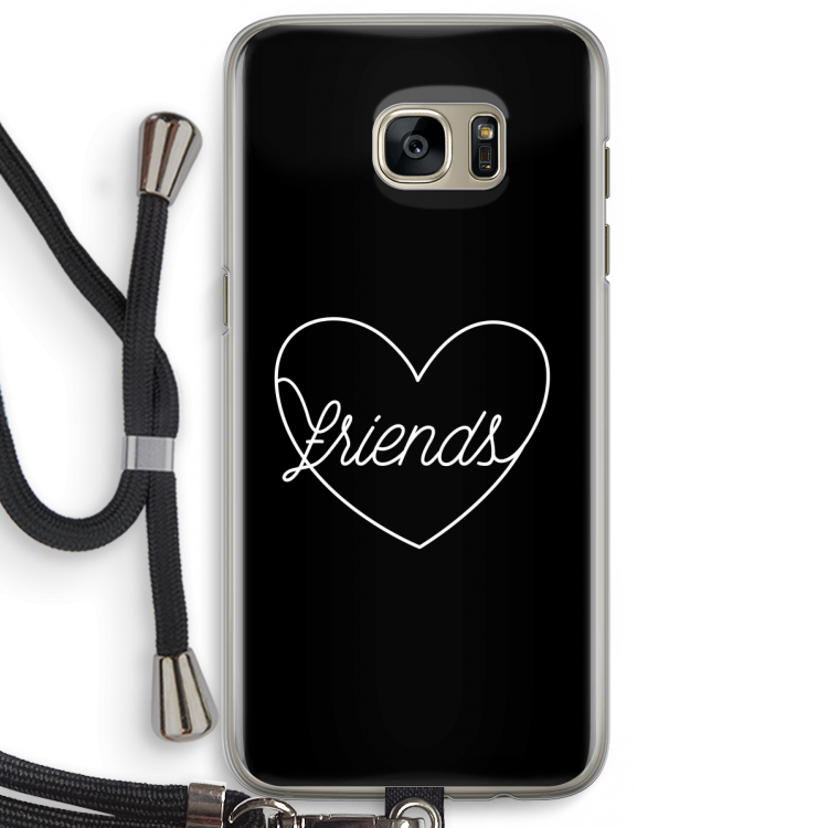 Friends heart black: Samsung Galaxy S7 Edge Transparant Hoesje met koord