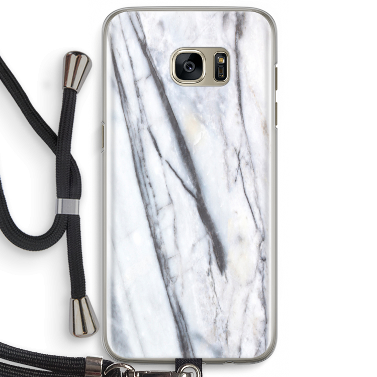 Gestreepte marmer: Samsung Galaxy S7 Edge Transparant Hoesje met koord