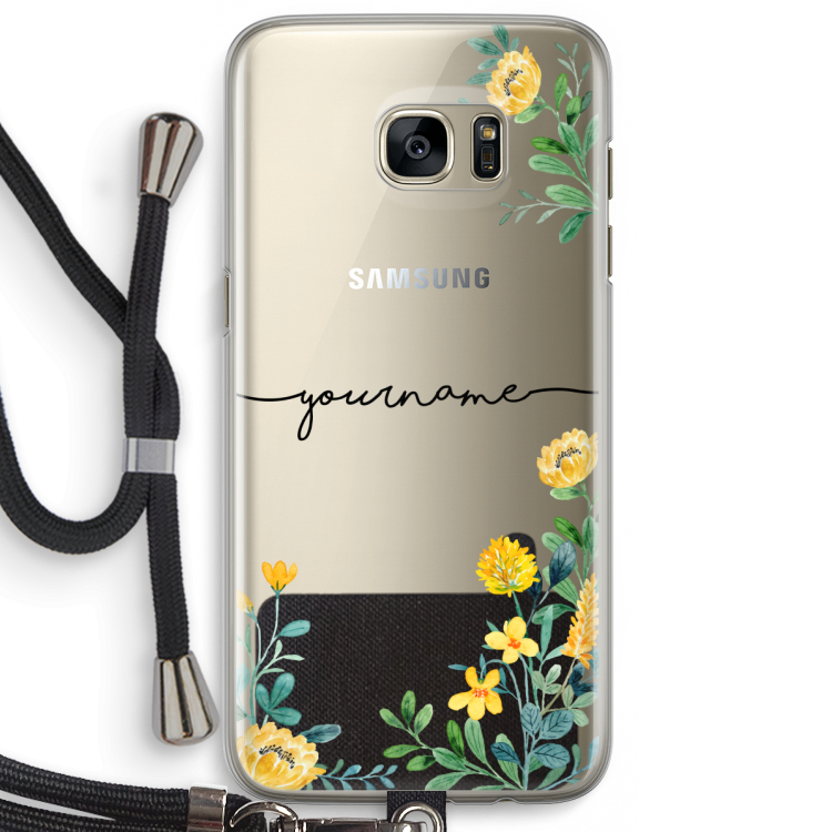 Gele bloemen: Samsung Galaxy S7 Edge Transparant Hoesje met koord
