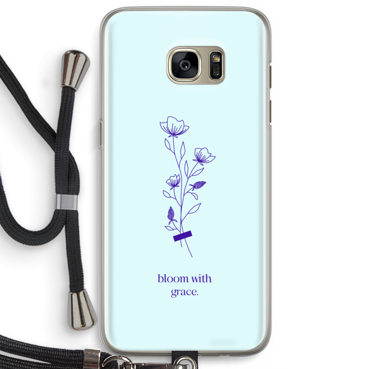 Bloom with grace: Samsung Galaxy S7 Edge Transparant Hoesje met koord