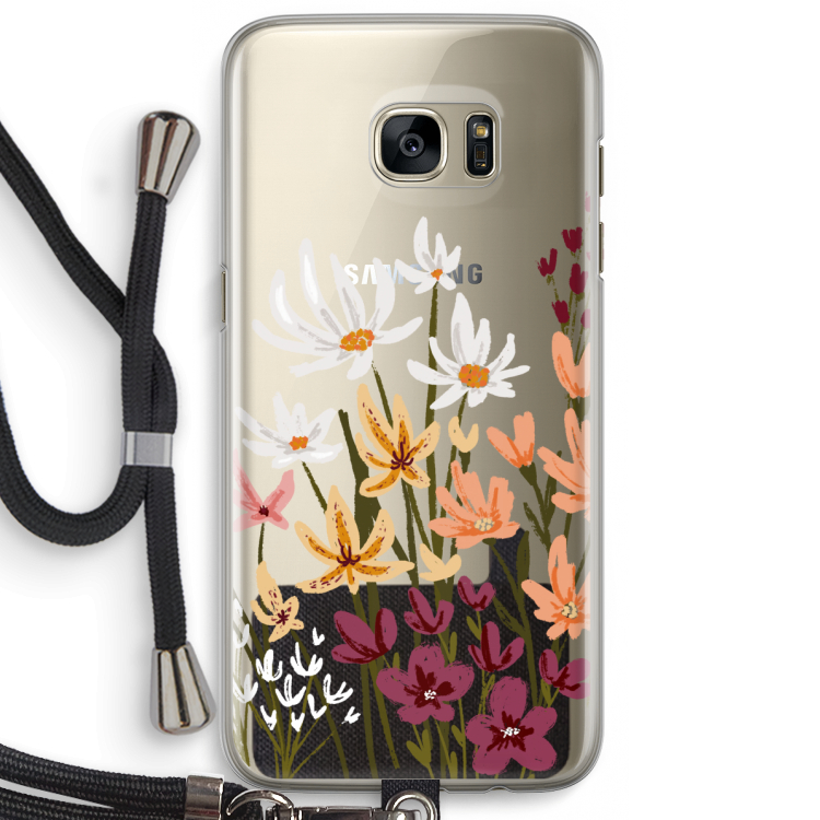 Painted wildflowers: Samsung Galaxy S7 Edge Transparant Hoesje met koord