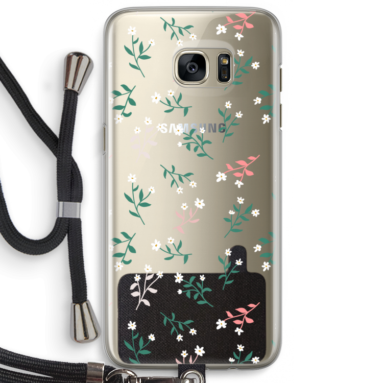 Small white flowers: Samsung Galaxy S7 Edge Transparant Hoesje met koord