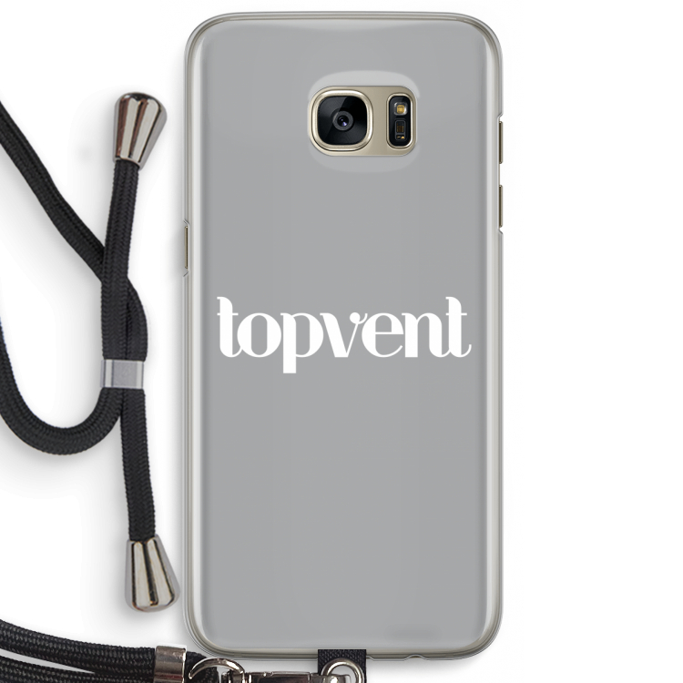 Topvent Grijs Wit: Samsung Galaxy S7 Edge Transparant Hoesje met koord