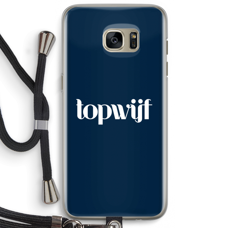 Topwijf Navy: Samsung Galaxy S7 Edge Transparant Hoesje met koord