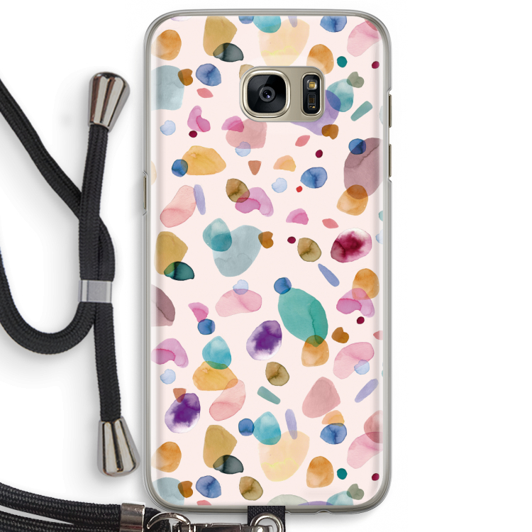 Terrazzo Memphis Pink: Samsung Galaxy S7 Edge Transparant Hoesje met koord