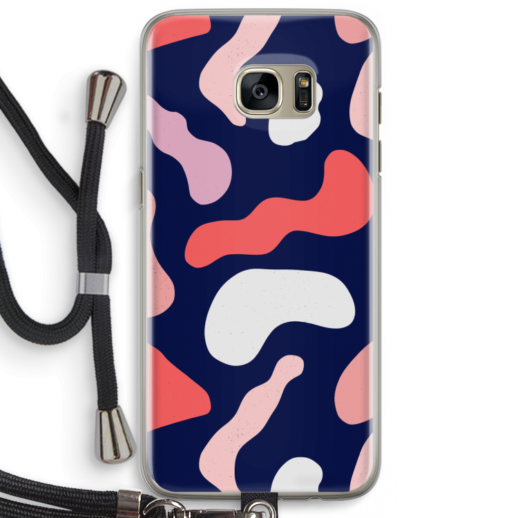 Memphis Shapes Pink: Samsung Galaxy S7 Edge Transparant Hoesje met koord