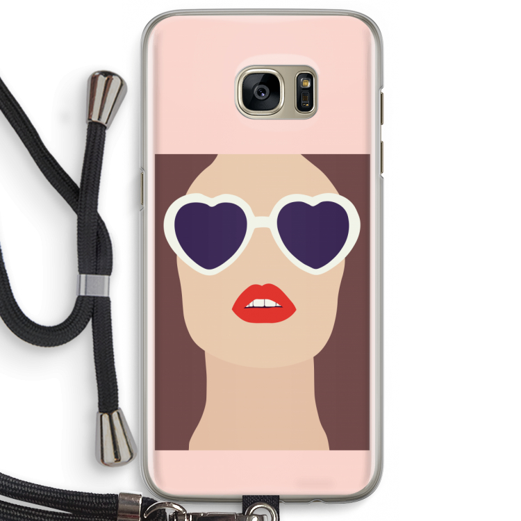 Red lips: Samsung Galaxy S7 Edge Transparant Hoesje met koord