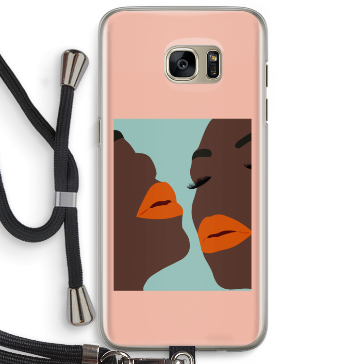 Orange lips: Samsung Galaxy S7 Edge Transparant Hoesje met koord