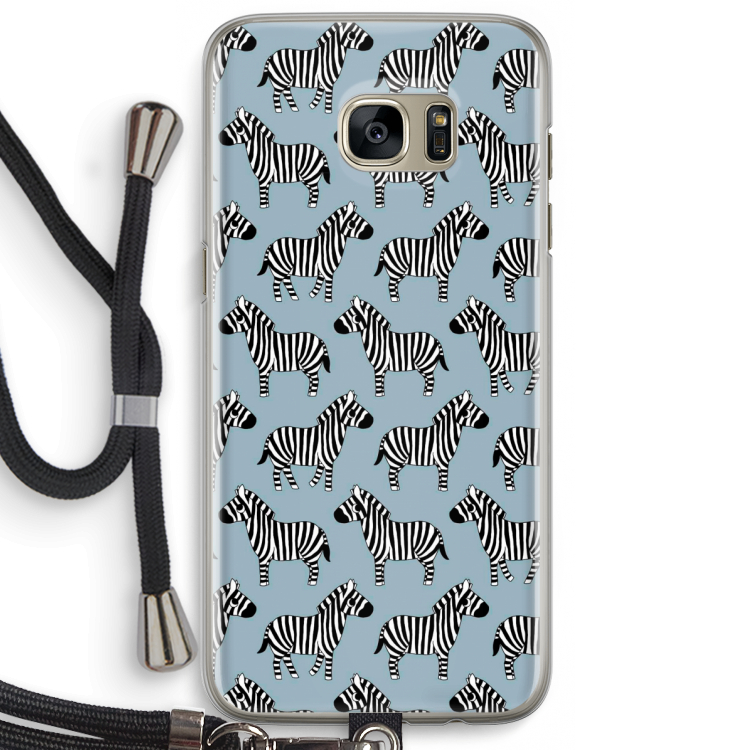 Zebra: Samsung Galaxy S7 Edge Transparant Hoesje met koord
