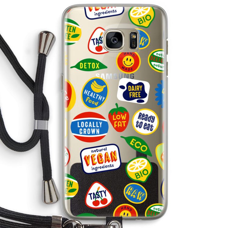 Fruitsticker: Samsung Galaxy S7 Edge Transparant Hoesje met koord