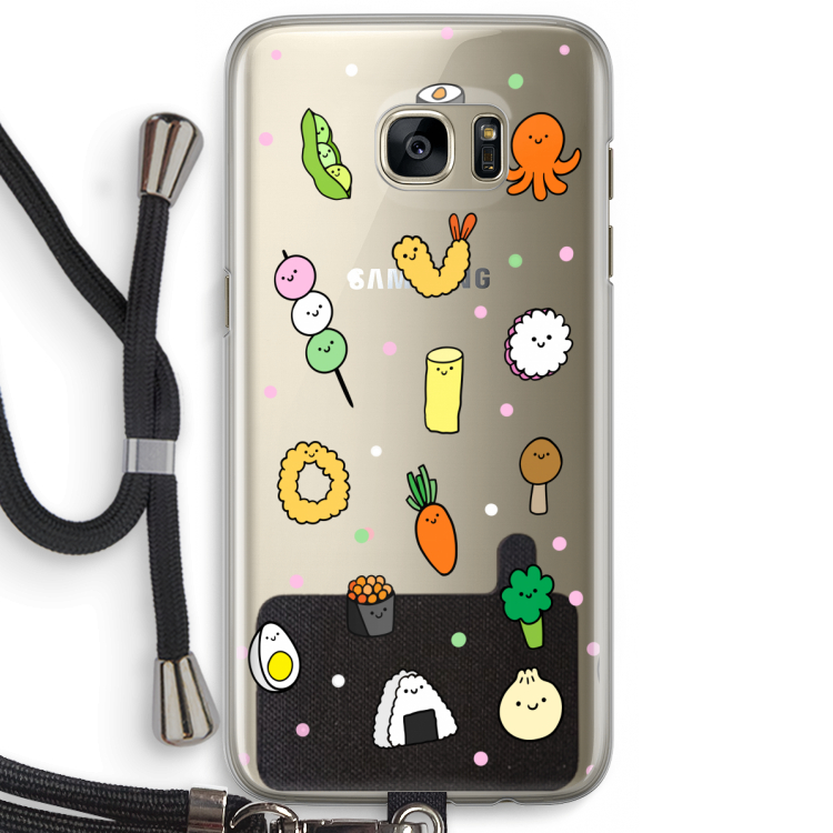 Happy bento friends: Samsung Galaxy S7 Edge Transparant Hoesje met koord