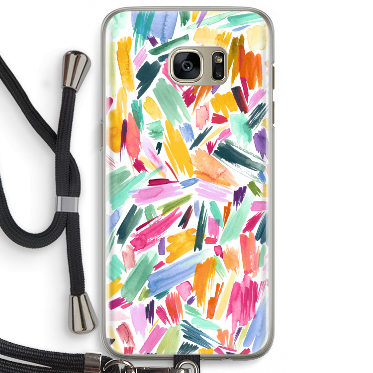 Watercolor Brushstrokes: Samsung Galaxy S7 Edge Transparant Hoesje met koord