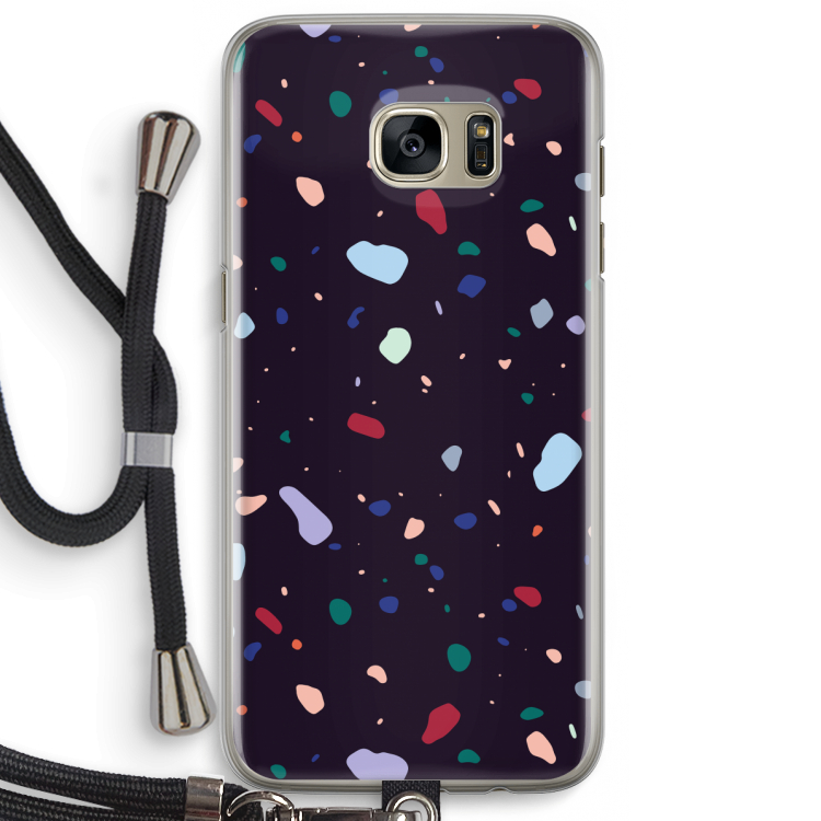 Dark Rounded Terrazzo: Samsung Galaxy S7 Edge Transparant Hoesje met koord