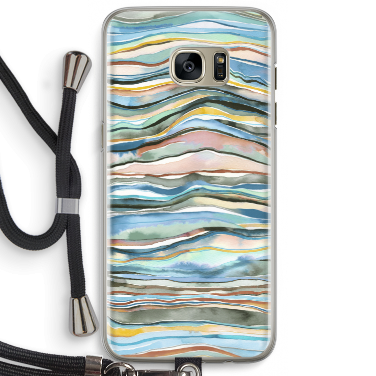 Watercolor Agate: Samsung Galaxy S7 Edge Transparant Hoesje met koord