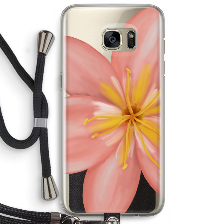 Pink Ellila Flower: Samsung Galaxy S7 Edge Transparant Hoesje met koord