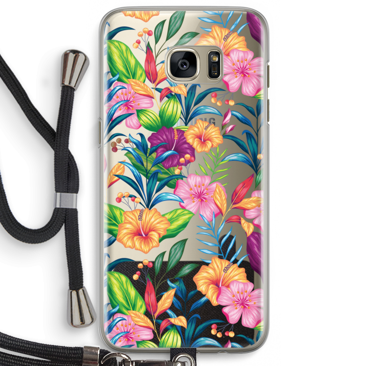 Tropisch 2: Samsung Galaxy S7 Edge Transparant Hoesje met koord