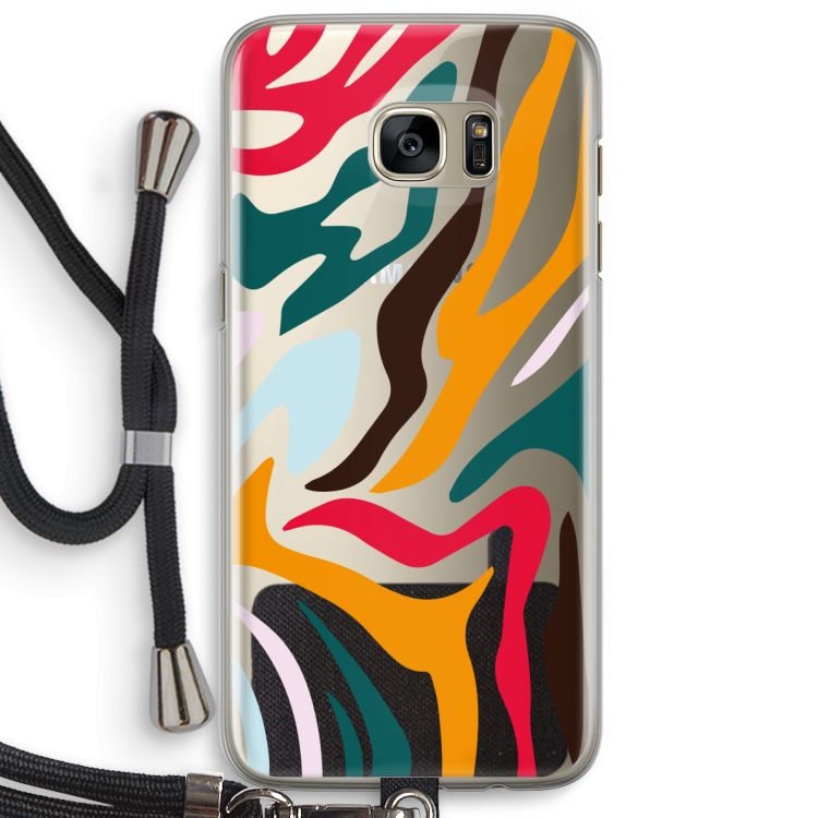 Colored Zebra: Samsung Galaxy S7 Edge Transparant Hoesje met koord