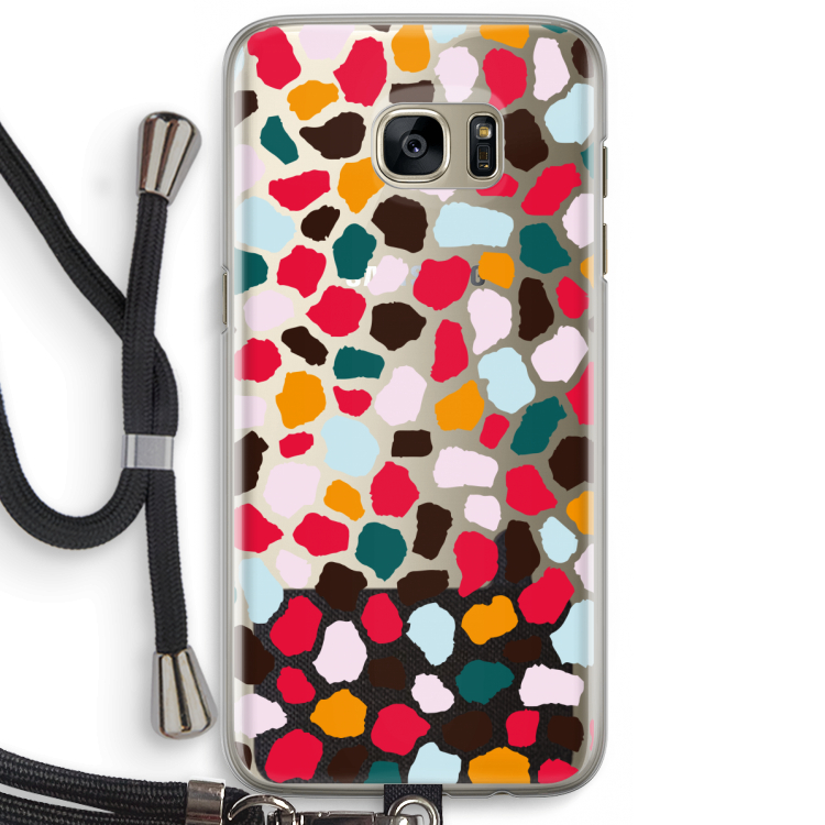 Colored Giraffe: Samsung Galaxy S7 Edge Transparant Hoesje met koord