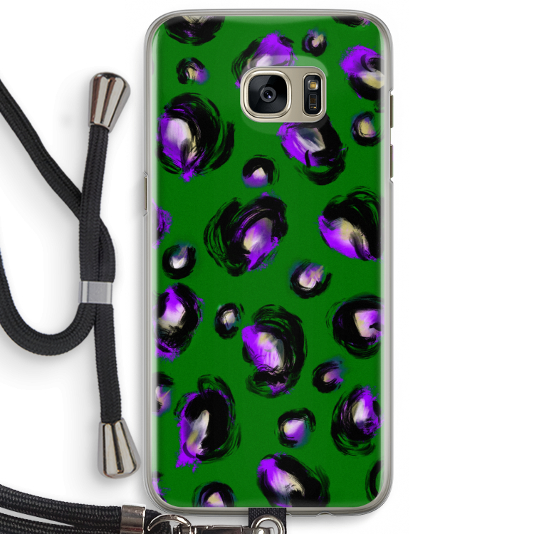 Green Cheetah: Samsung Galaxy S7 Edge Transparant Hoesje met koord
