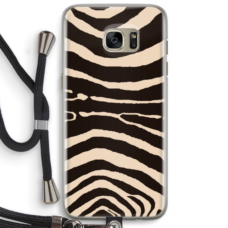 Arizona Zebra: Samsung Galaxy S7 Edge Transparant Hoesje met koord