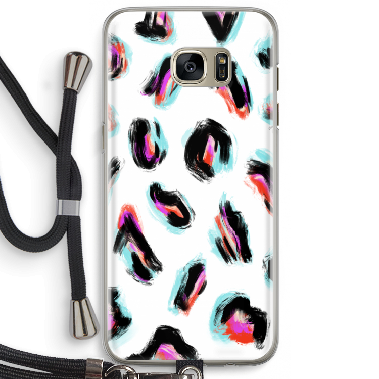 Cheetah color: Samsung Galaxy S7 Edge Transparant Hoesje met koord