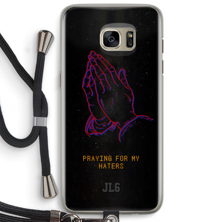Praying For My Haters: Samsung Galaxy S7 Edge Transparant Hoesje met koord