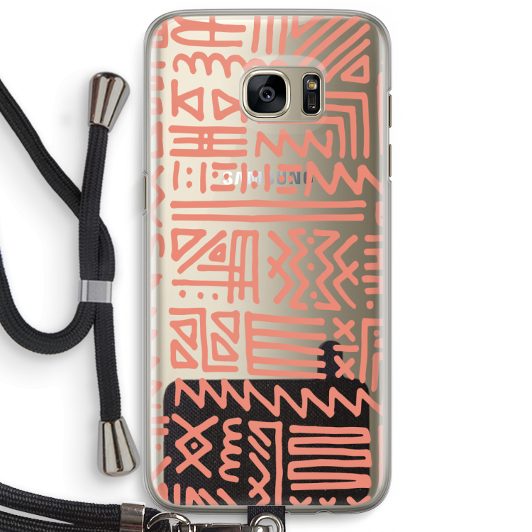 Marrakech Pink: Samsung Galaxy S7 Edge Transparant Hoesje met koord