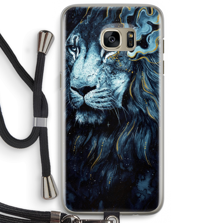 Darkness Lion: Samsung Galaxy S7 Edge Transparant Hoesje met koord