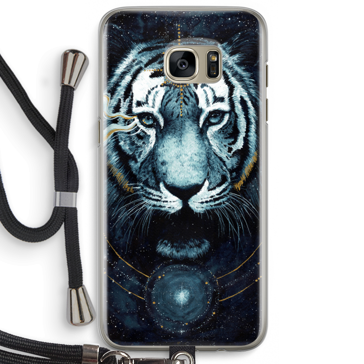 Darkness Tiger: Samsung Galaxy S7 Edge Transparant Hoesje met koord